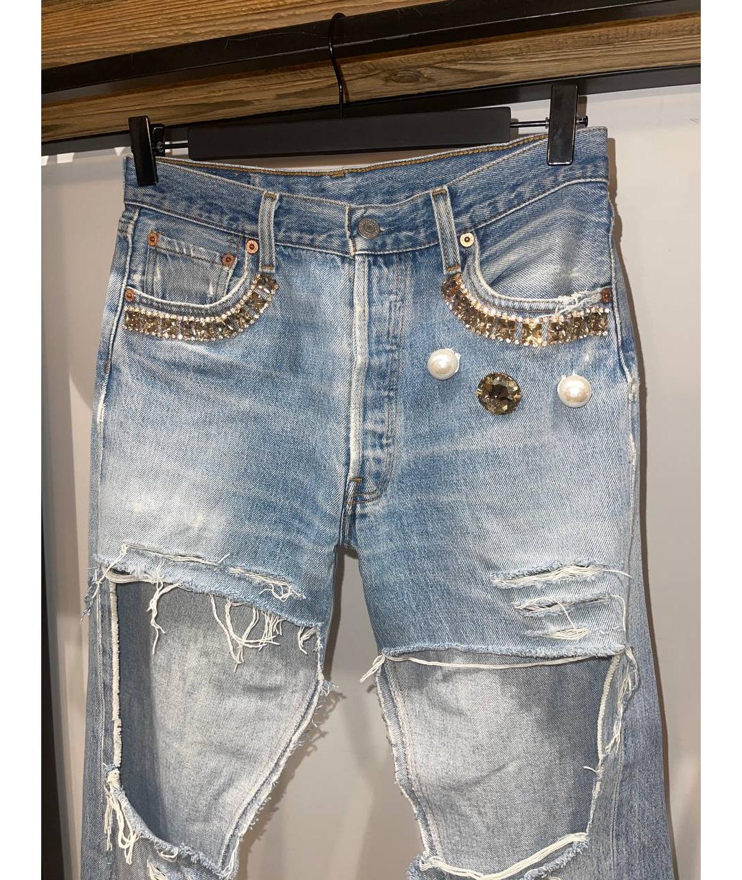 LEVI'S Голубые хлопковые прямые джинсы, фото 2