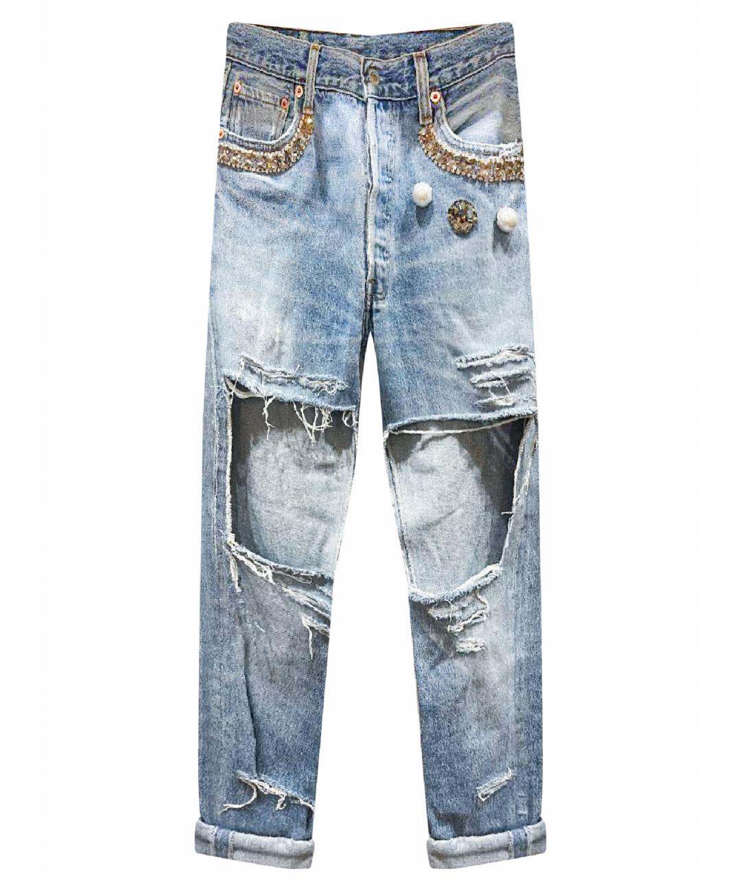 LEVI'S Голубые хлопковые прямые джинсы, фото 1