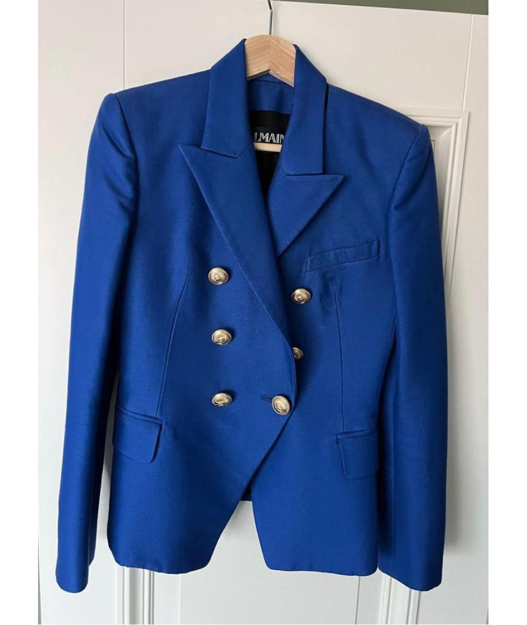 BALMAIN Синий хлопковый жакет/пиджак, фото 4