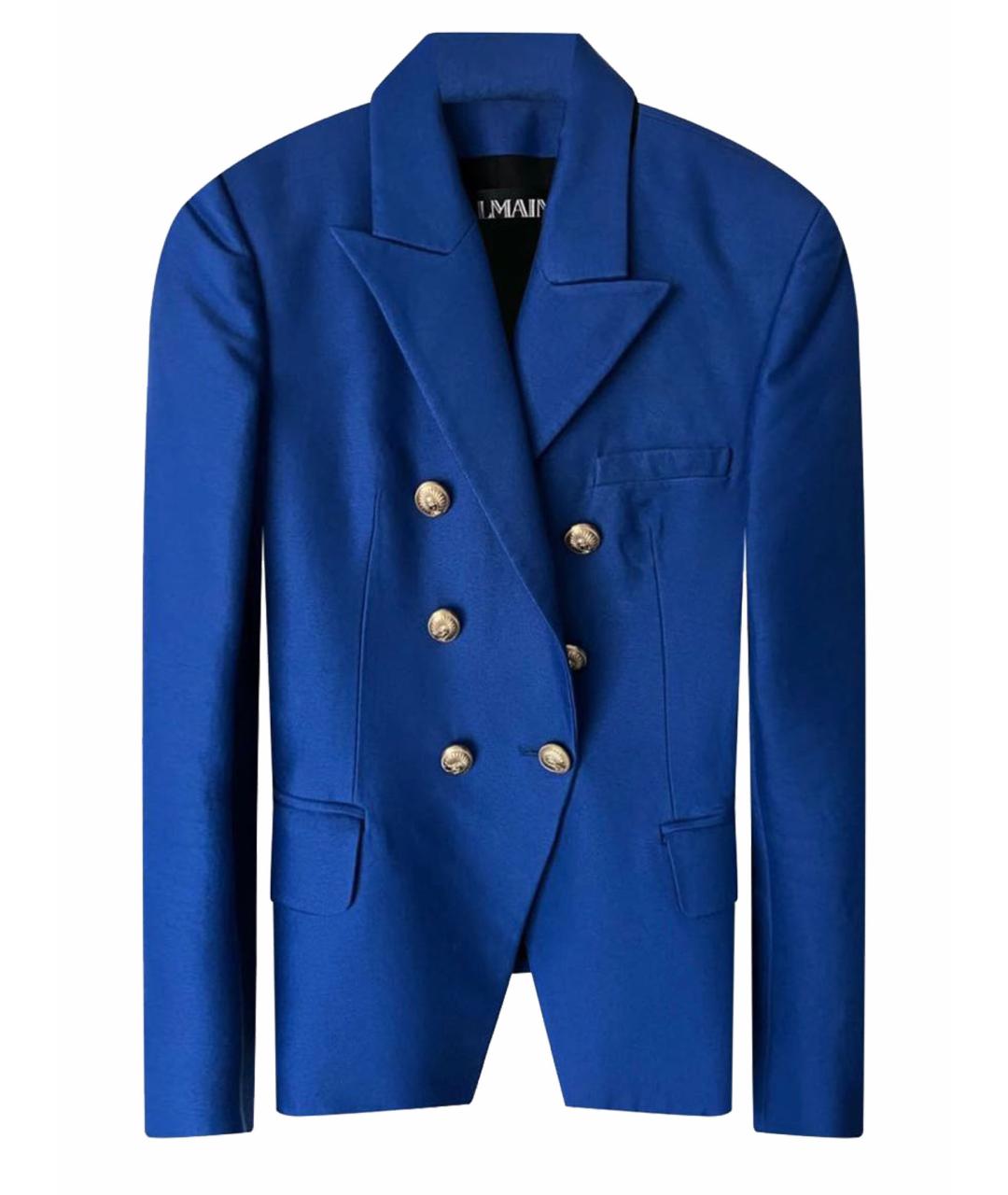 BALMAIN Синий хлопковый жакет/пиджак, фото 1
