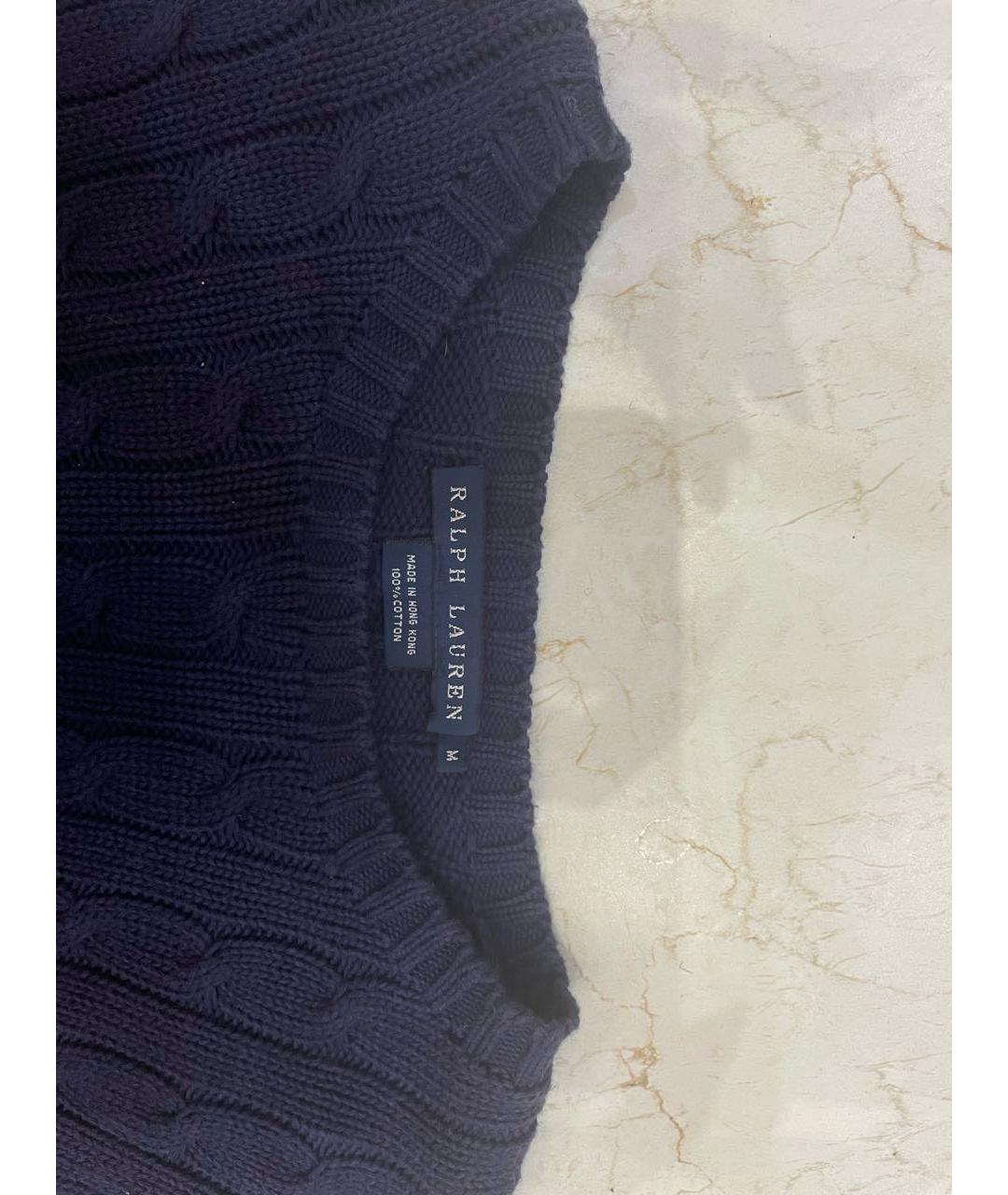 RALPH LAUREN Темно-синий хлопковый джемпер / свитер, фото 6