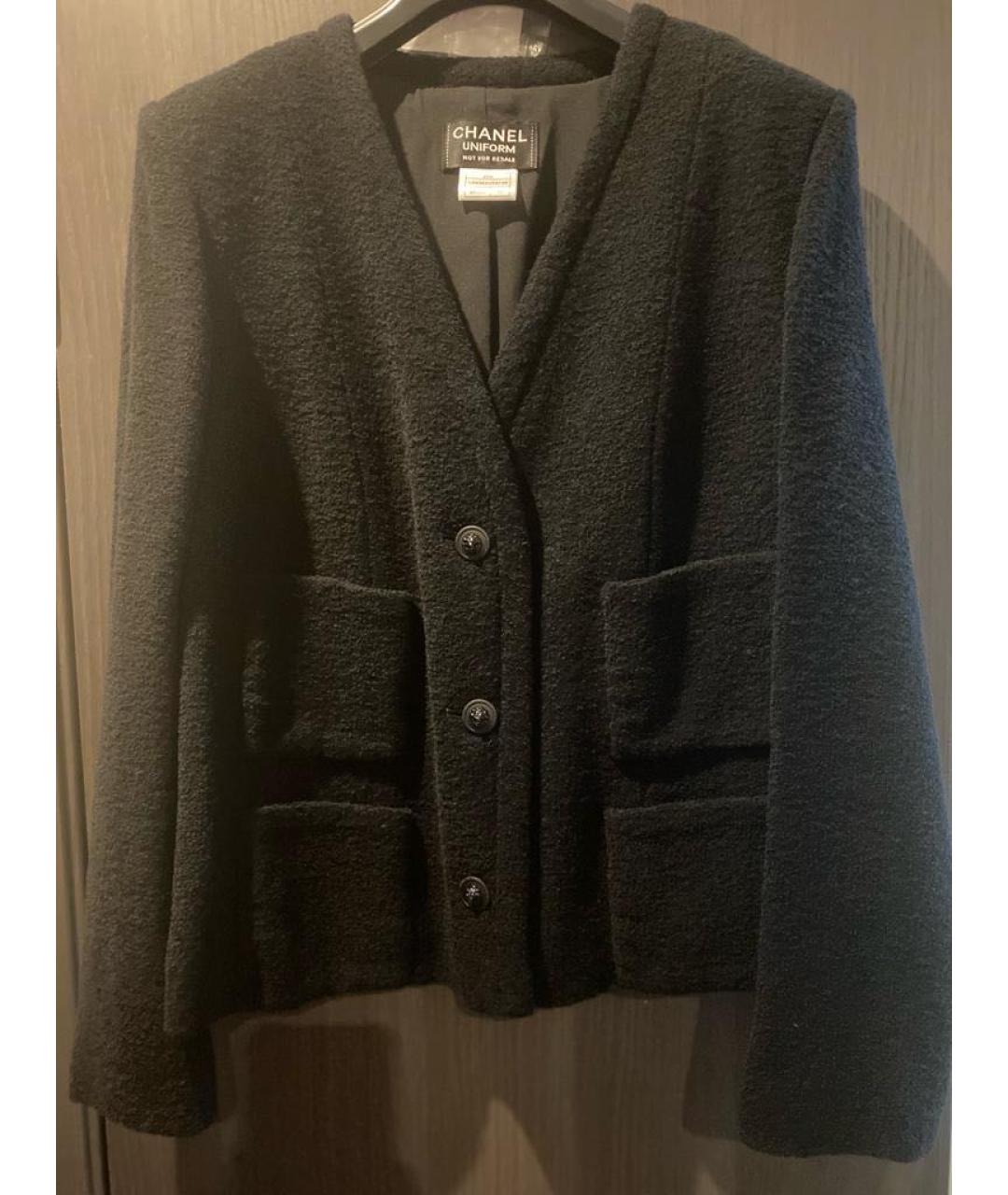 CHANEL Черный хлопко-эластановый жакет/пиджак, фото 3