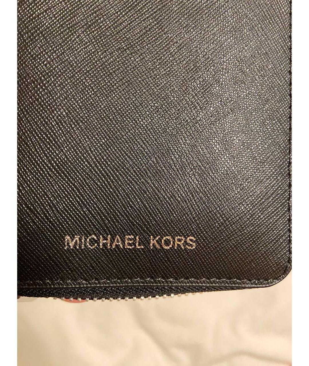 MICHAEL KORS Черный кожаный кошелек, фото 4