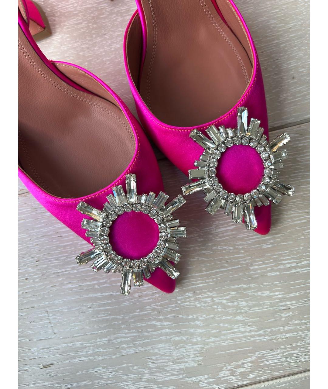 Amina Muaddi Розовые текстильные туфли, фото 8
