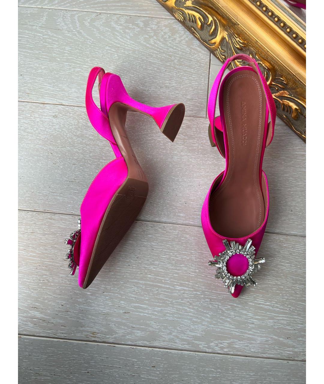 Amina Muaddi Розовые текстильные туфли, фото 9