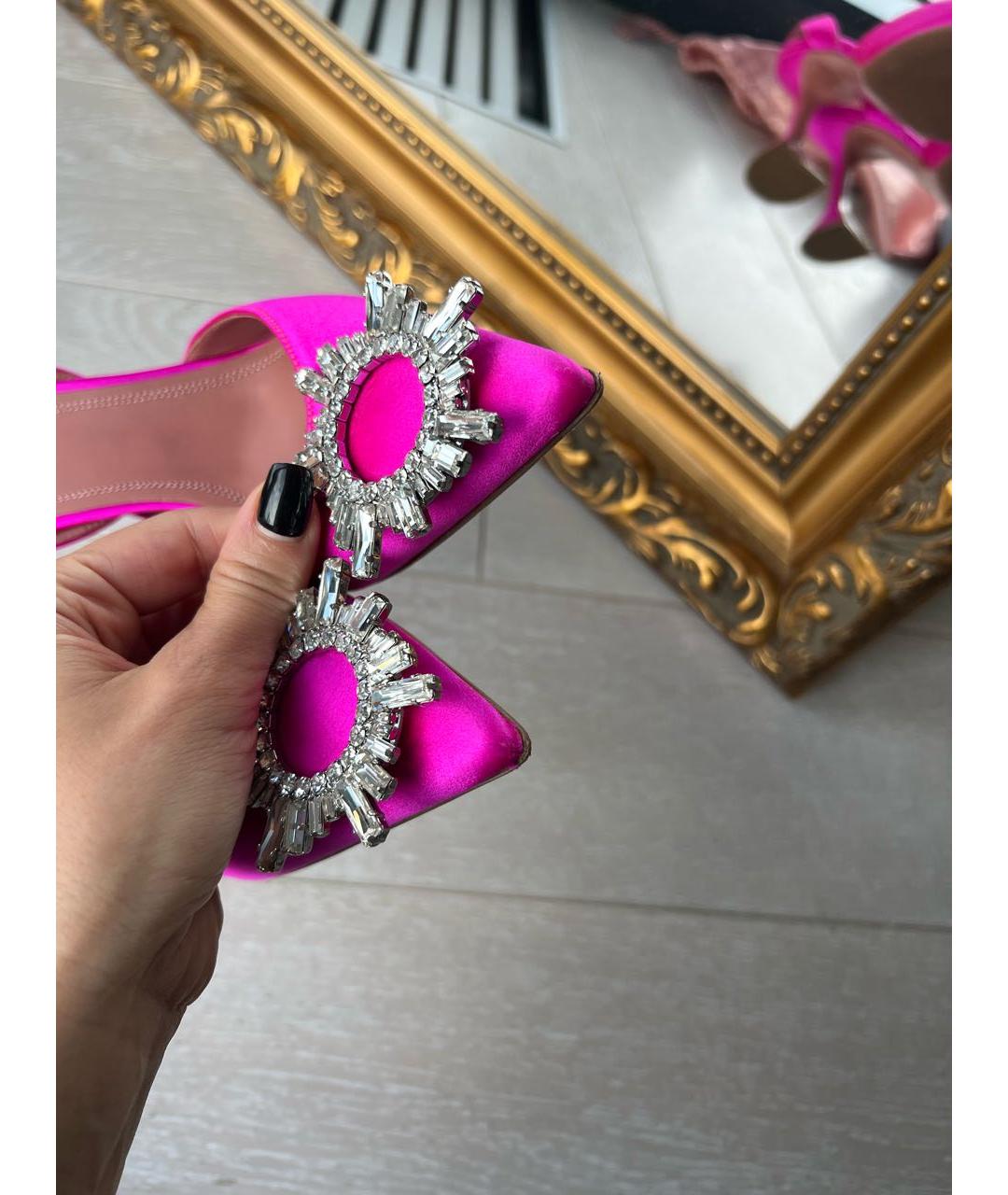 Amina Muaddi Розовые текстильные туфли, фото 3