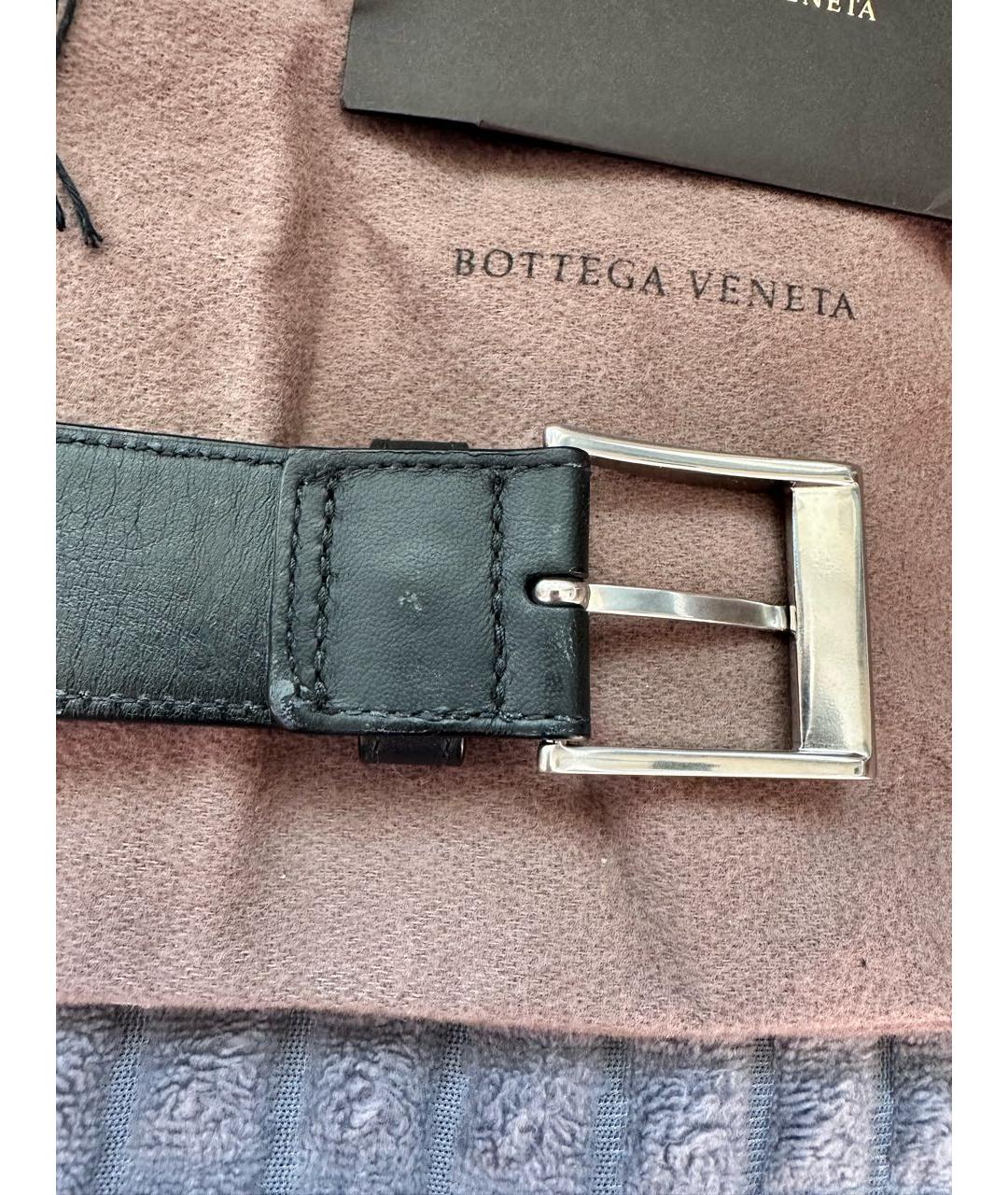 BOTTEGA VENETA Черный кожаный ремень, фото 7