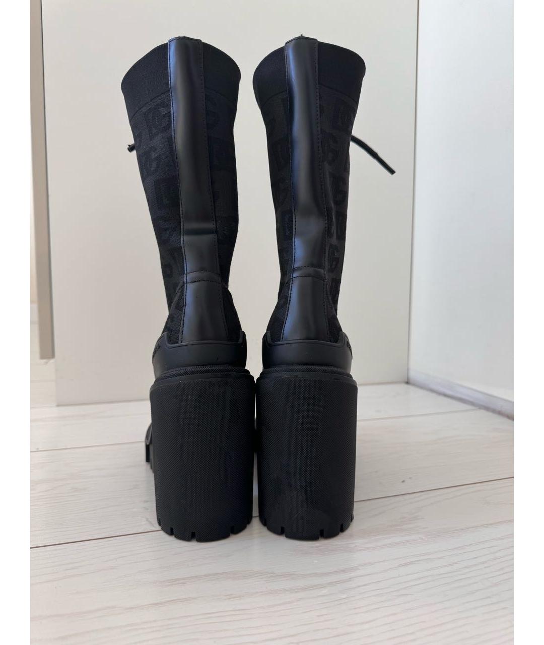 DOLCE&GABBANA Черные текстильные ботинки, фото 4