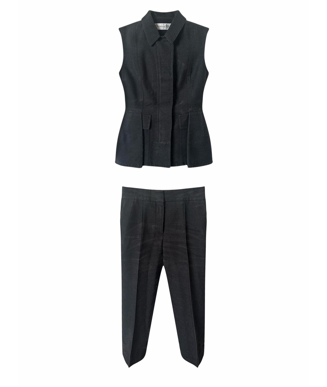 CHRISTIAN DIOR PRE-OWNED Антрацитовый шелковый костюм с брюками, фото 1