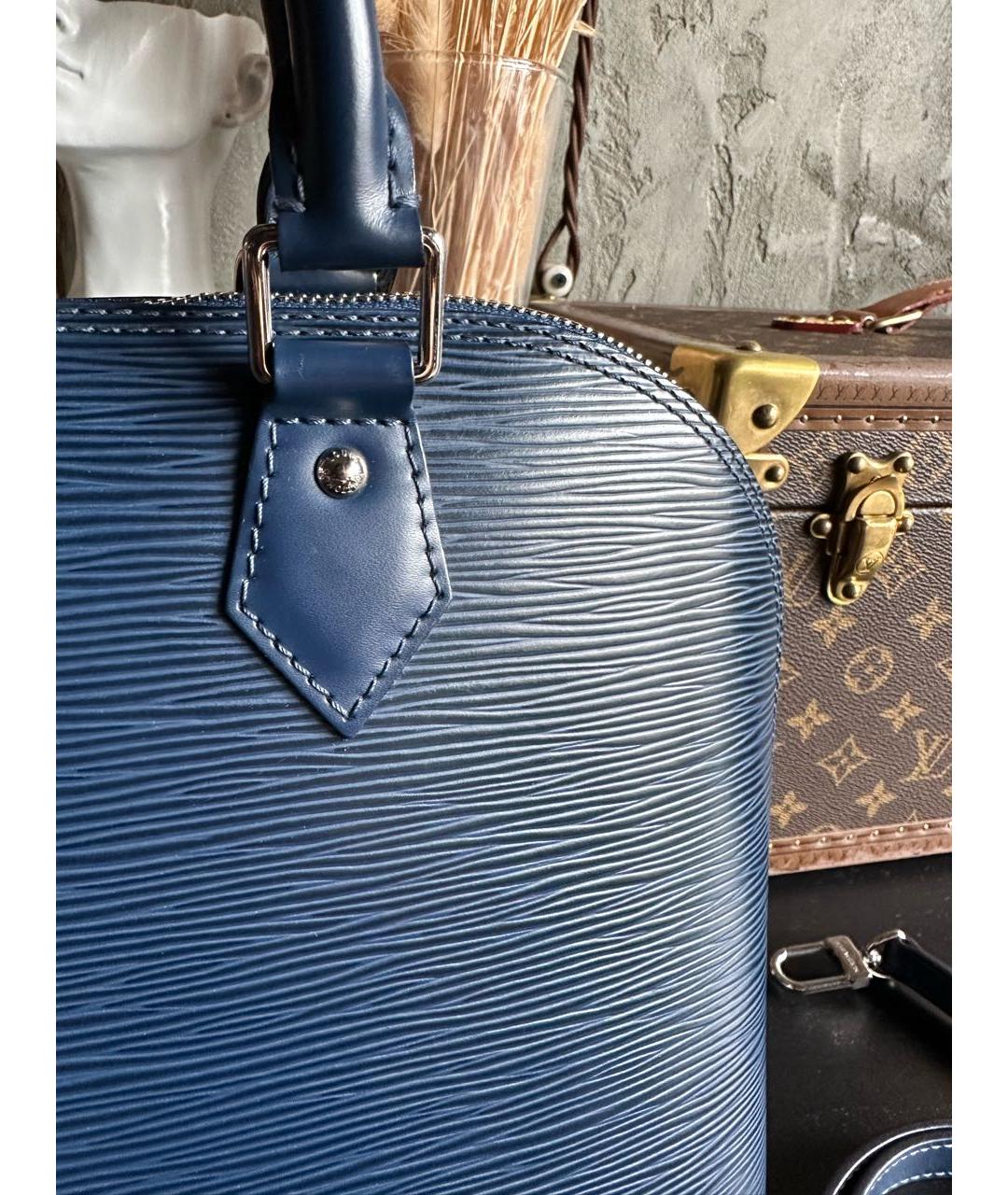 LOUIS VUITTON PRE-OWNED Темно-синяя кожаная сумка с короткими ручками, фото 7