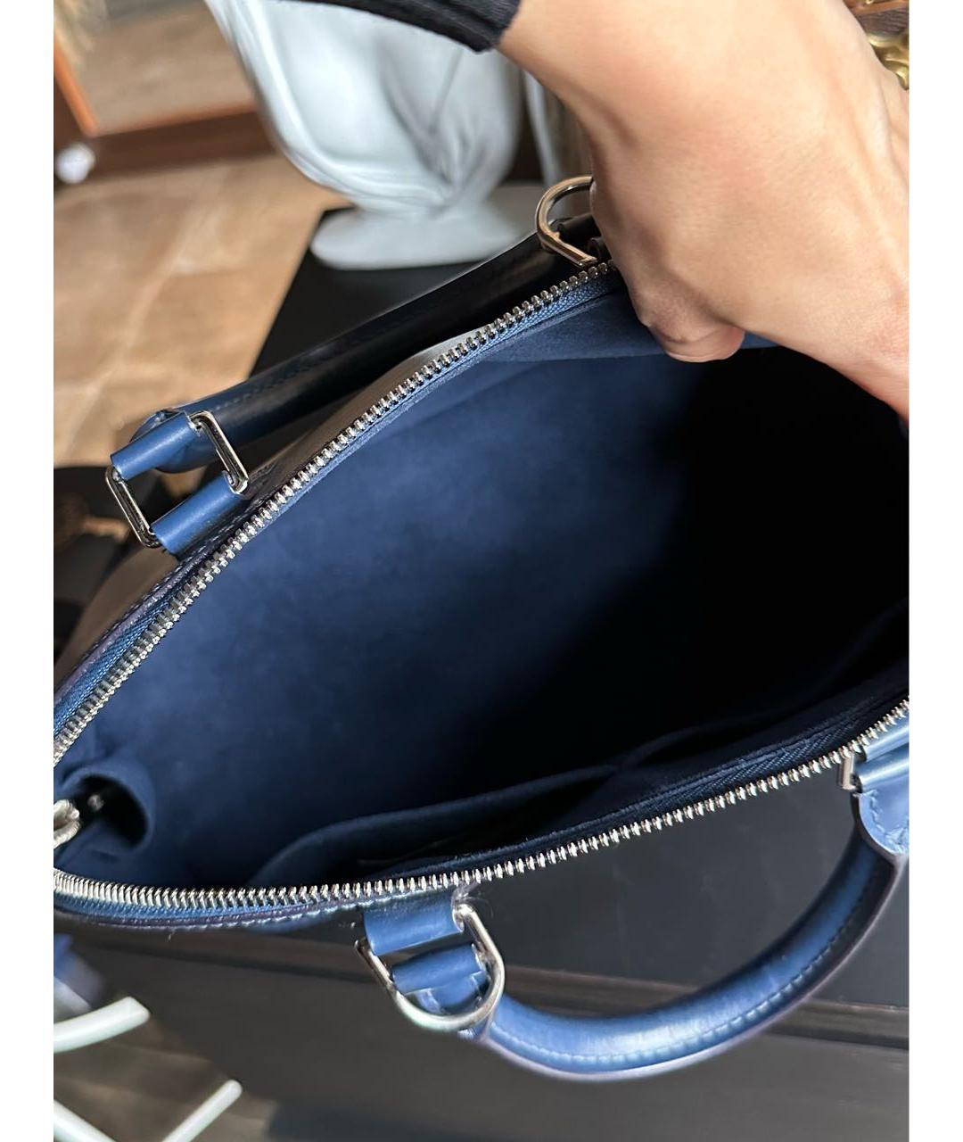 LOUIS VUITTON PRE-OWNED Темно-синяя кожаная сумка с короткими ручками, фото 4