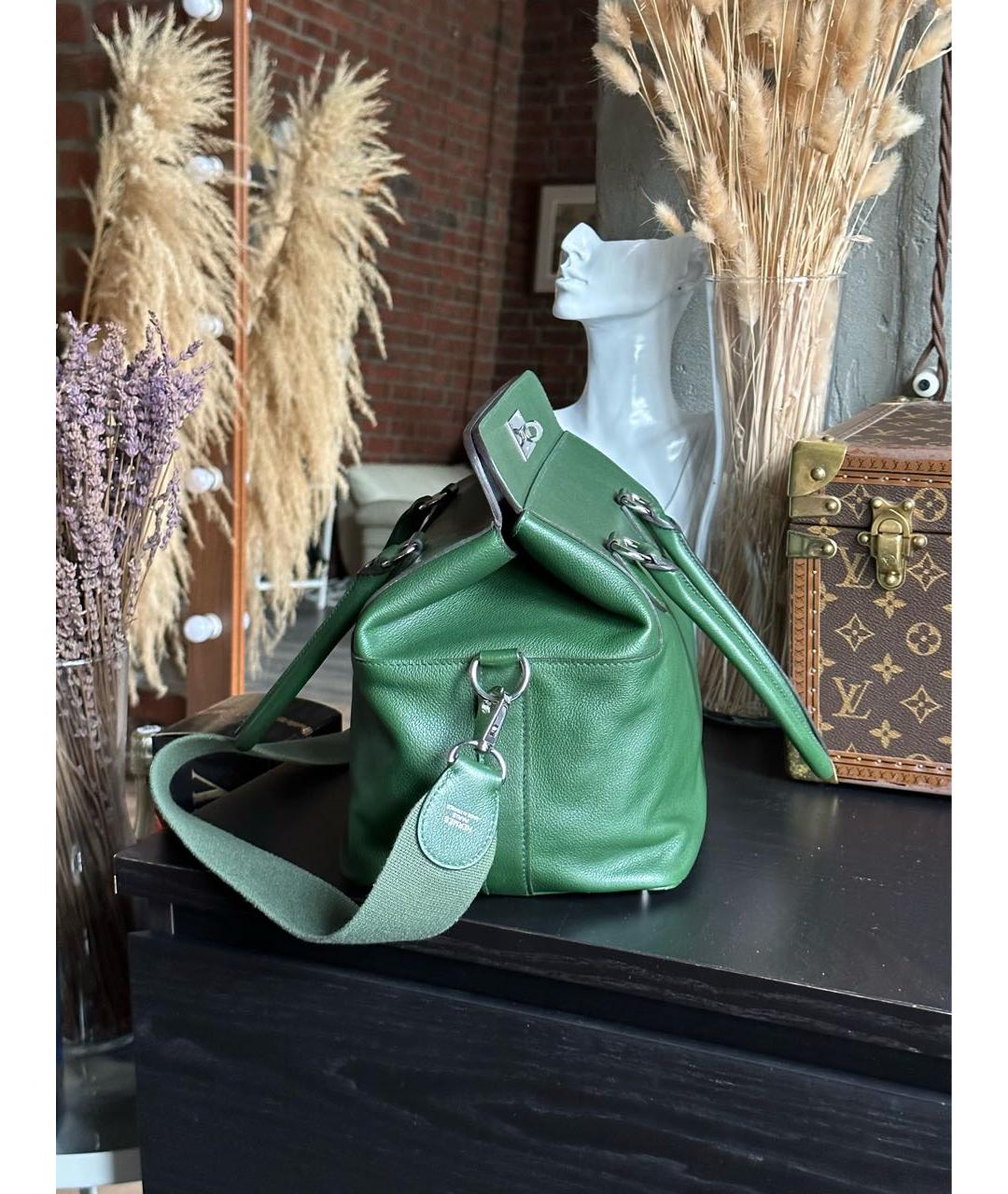 HERMES PRE-OWNED Зеленая кожаная сумка тоут, фото 2