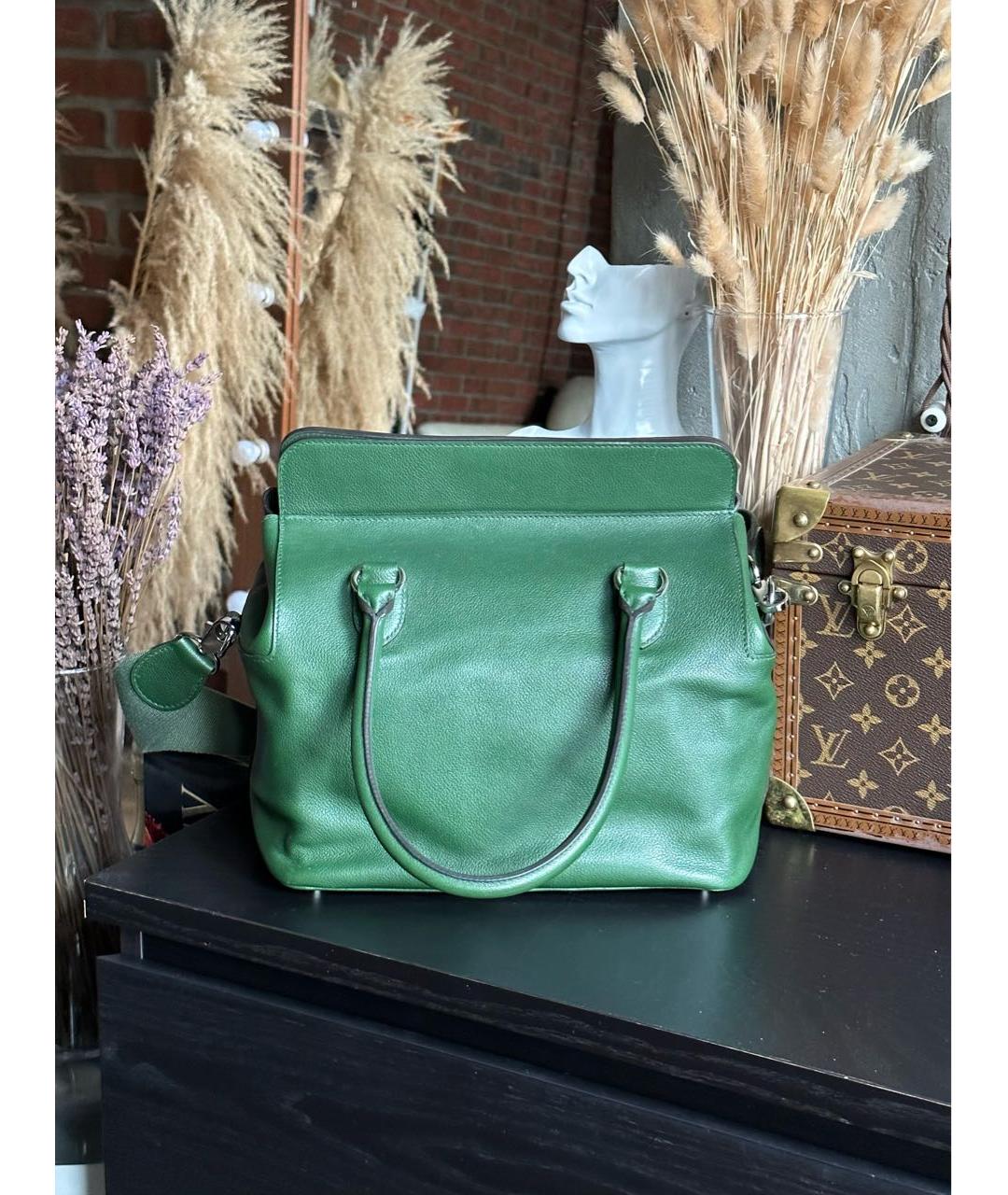 HERMES PRE-OWNED Зеленая кожаная сумка тоут, фото 3