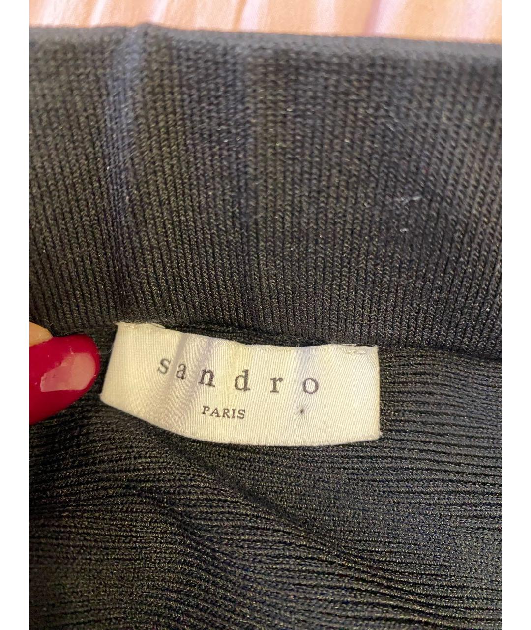 SANDRO Черная вискозная юбка макси, фото 8