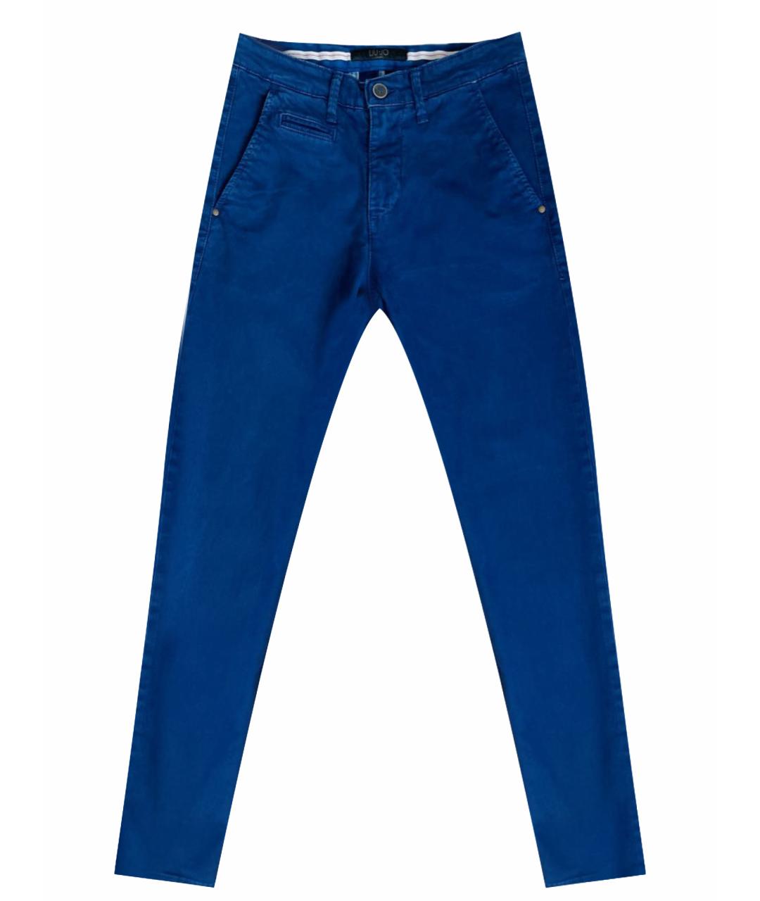 LIU JO Синие хлопко-эластановые классические брюки, фото 1