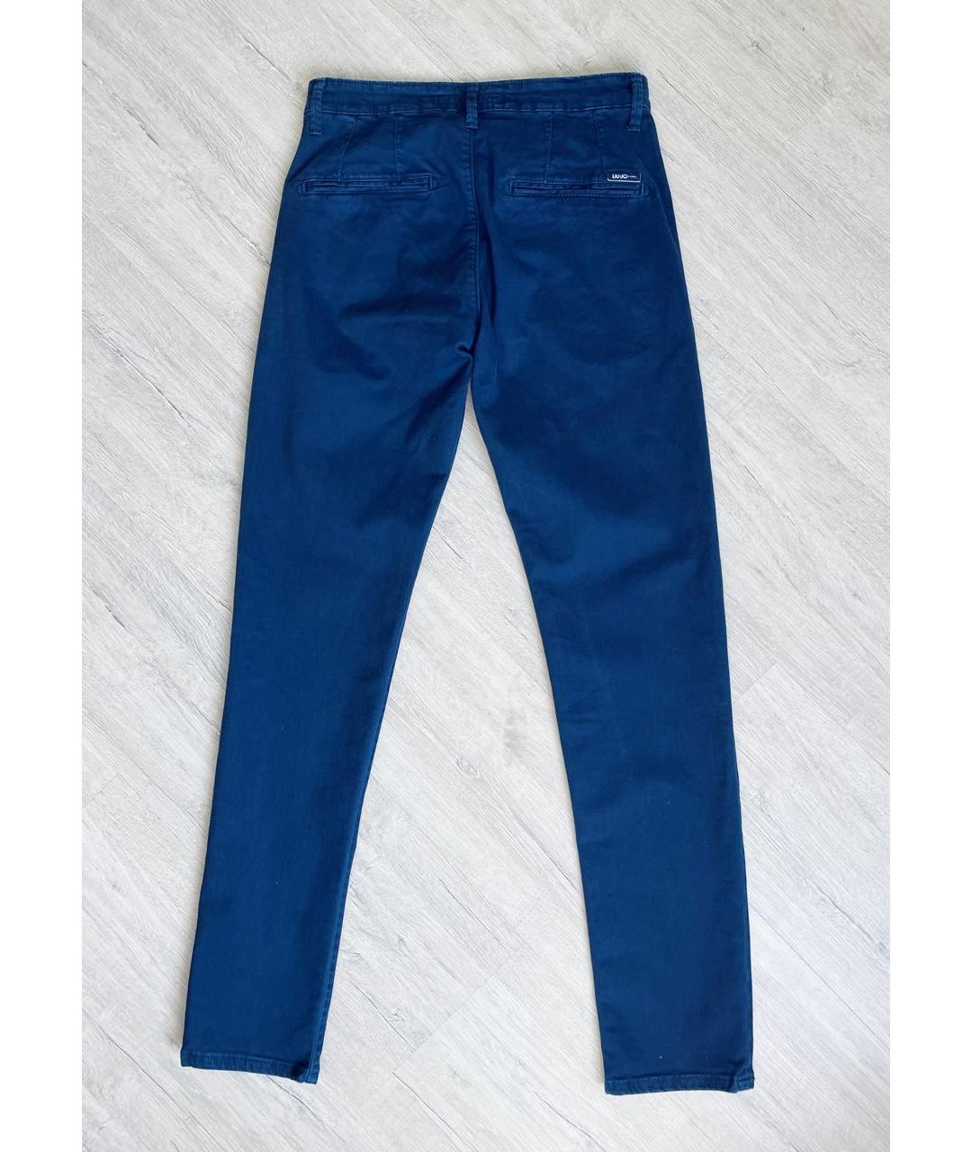 LIU JO Синие хлопко-эластановые классические брюки, фото 2
