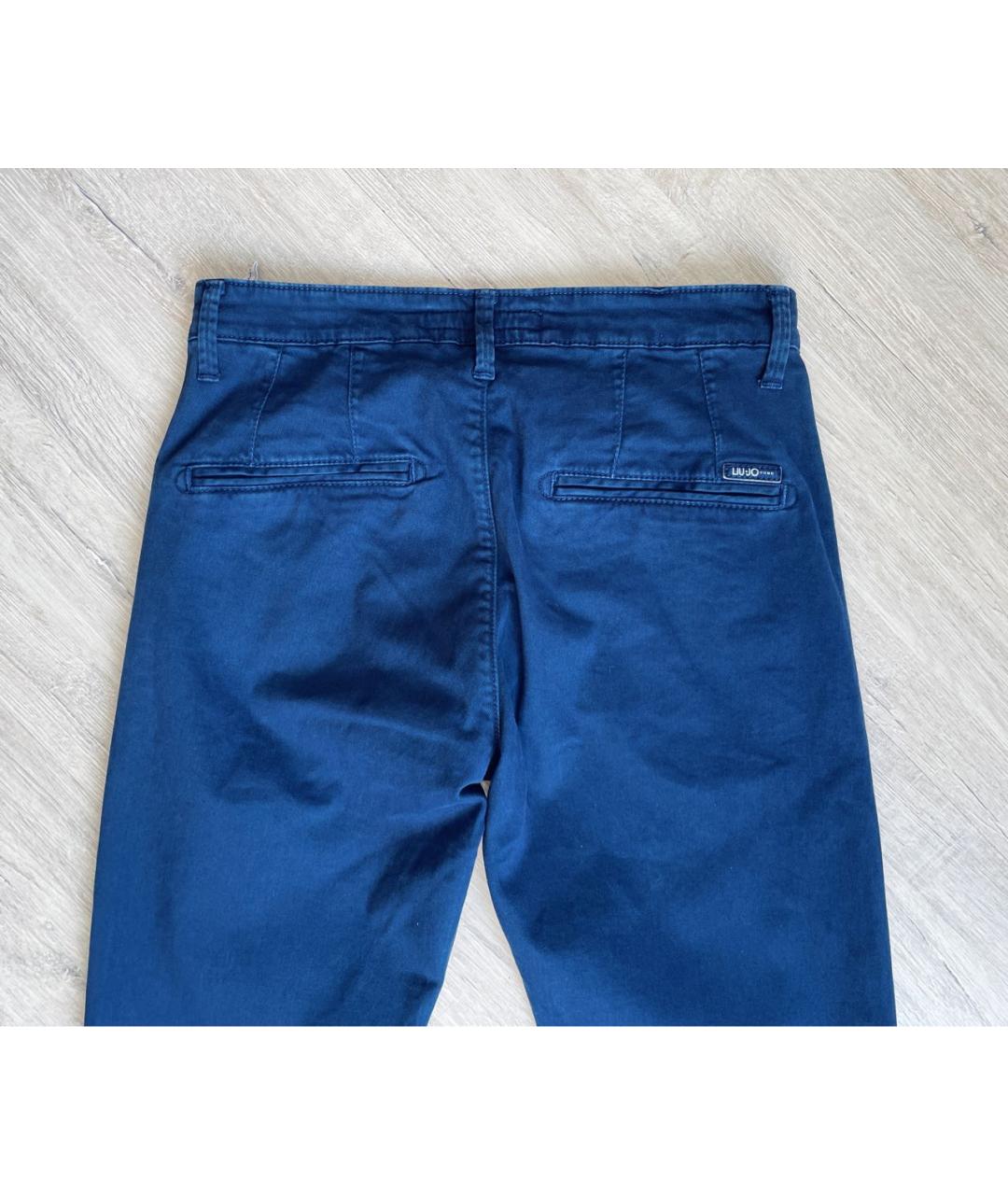 LIU JO Синие хлопко-эластановые классические брюки, фото 6