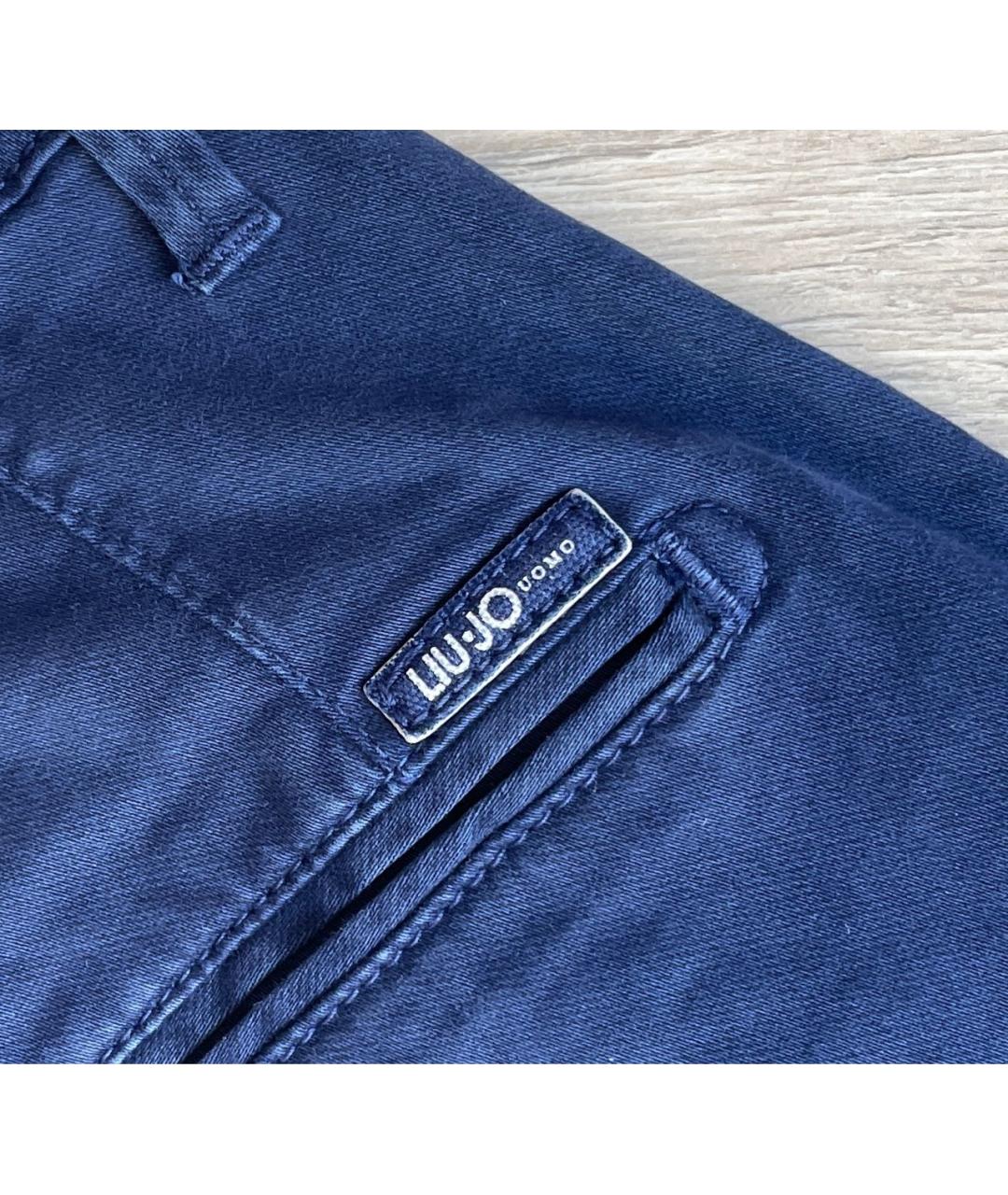 LIU JO Синие хлопко-эластановые классические брюки, фото 4