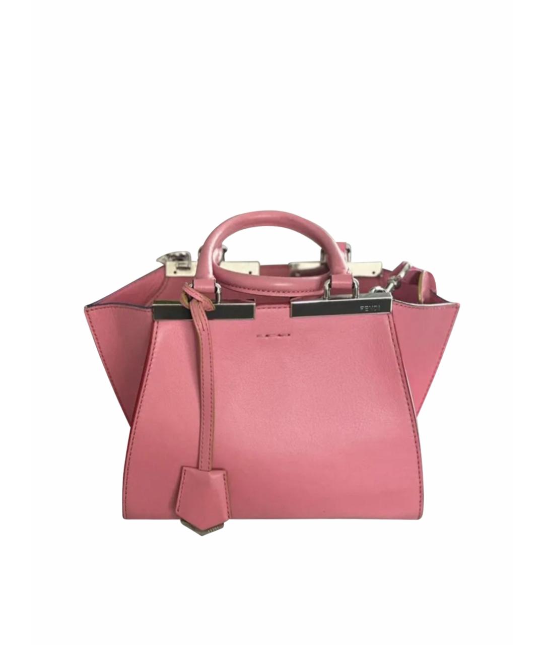 FENDI Розовая кожаная сумка с короткими ручками, фото 1
