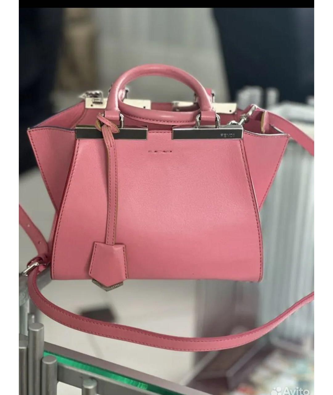 FENDI Розовая кожаная сумка с короткими ручками, фото 2