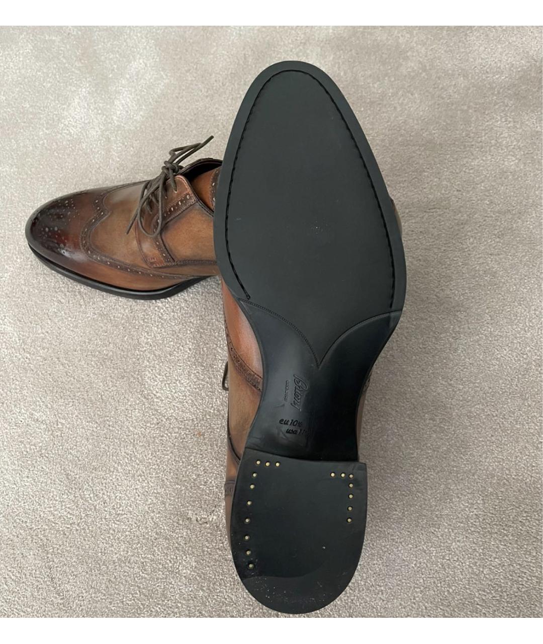BRIONI Коричневые кожаные туфли, фото 4