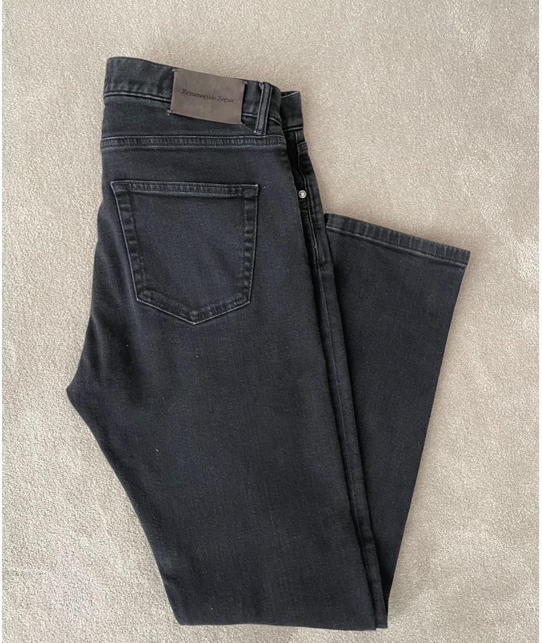 ERMENEGILDO ZEGNA Черные хлопковые прямые джинсы, фото 2