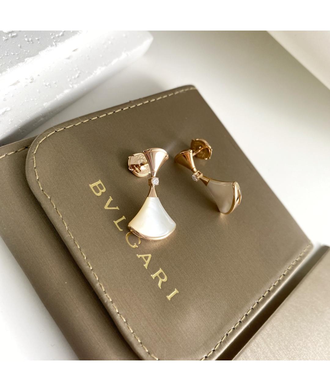 BVLGARI Белые серьги из розового золота, фото 4