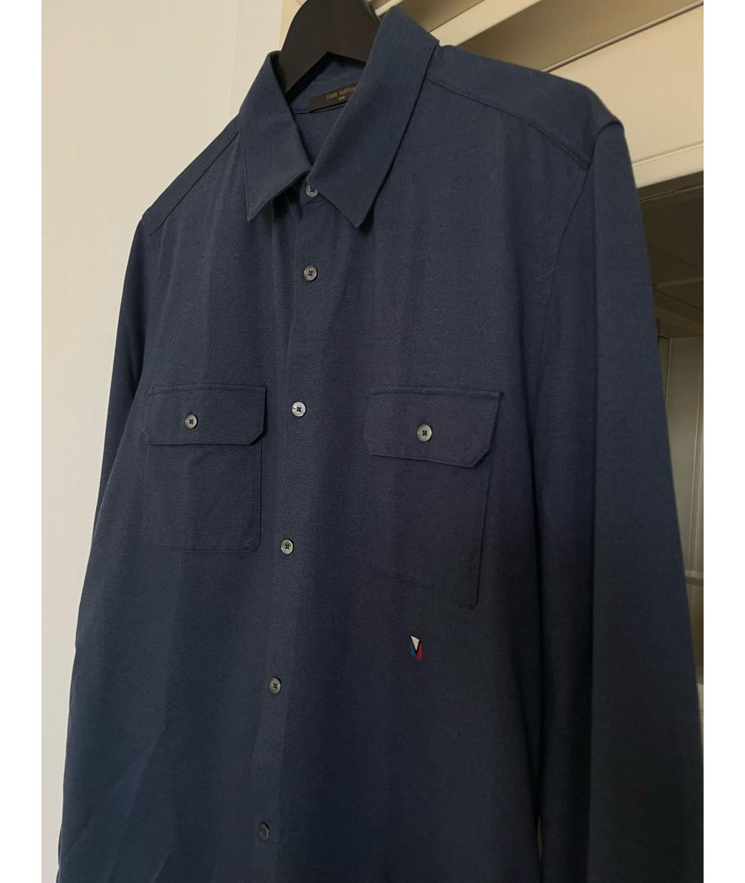 LOUIS VUITTON PRE-OWNED Темно-синяя хлопковая классическая рубашка, фото 3