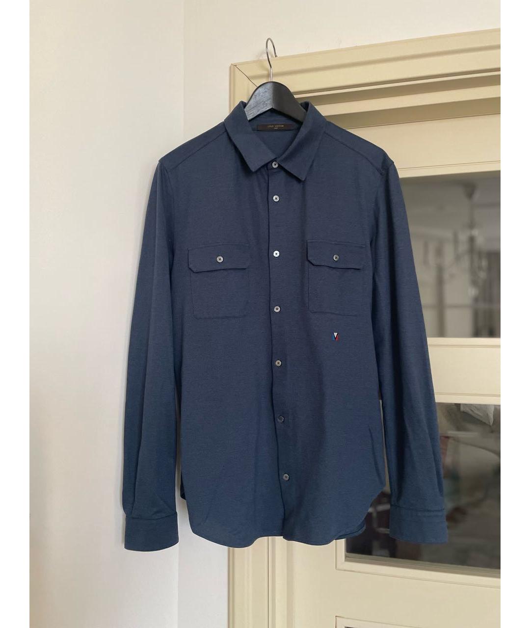LOUIS VUITTON PRE-OWNED Темно-синяя хлопковая классическая рубашка, фото 4