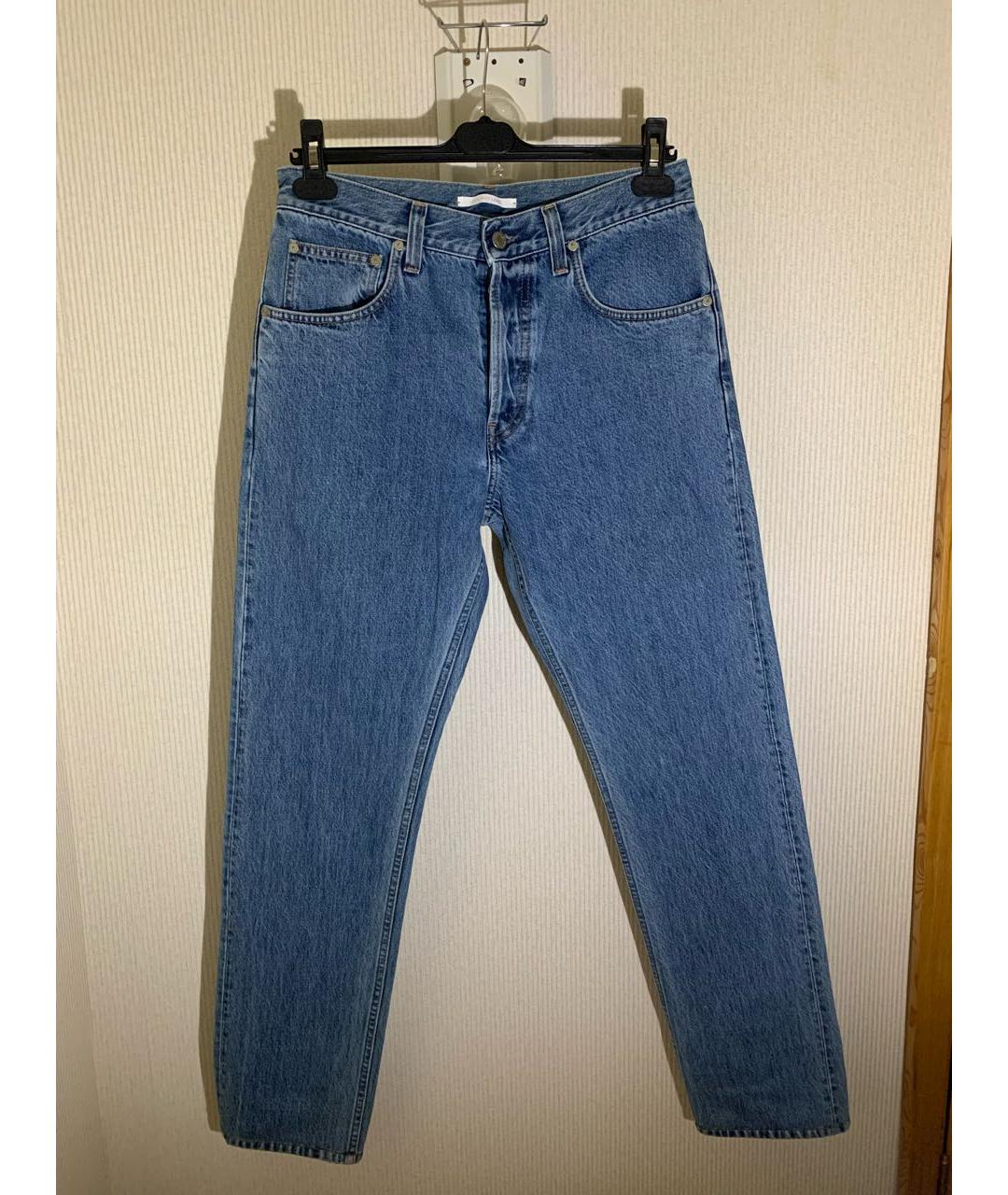 HELMUT LANG Голубые хлопковые прямые джинсы, фото 6