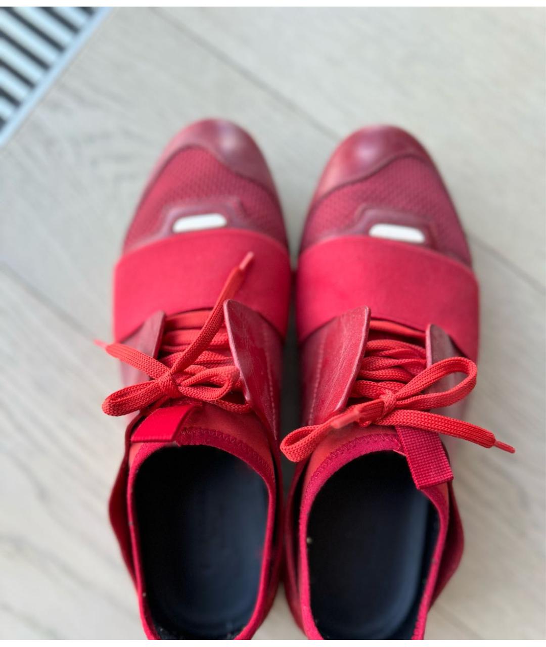 BALENCIAGA Красные замшевые низкие кроссовки / кеды, фото 4