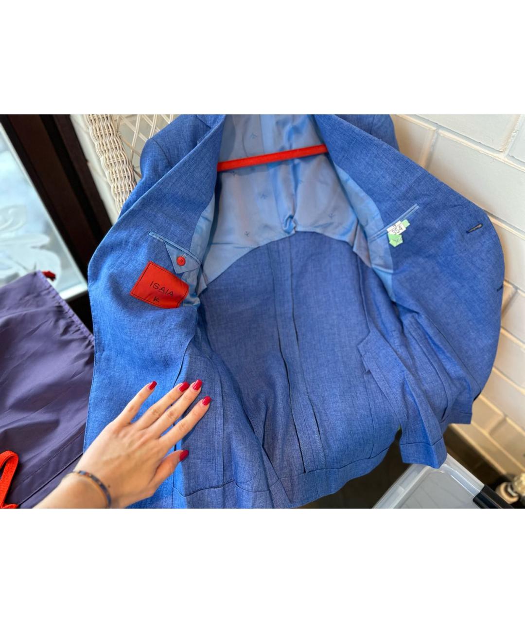 ISAIA Голубой льняной пиджак, фото 3