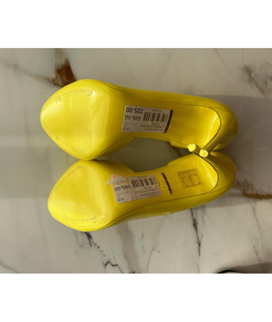 DOLCE&GABBANA Желтые туфли из лакированной кожи, фото 6