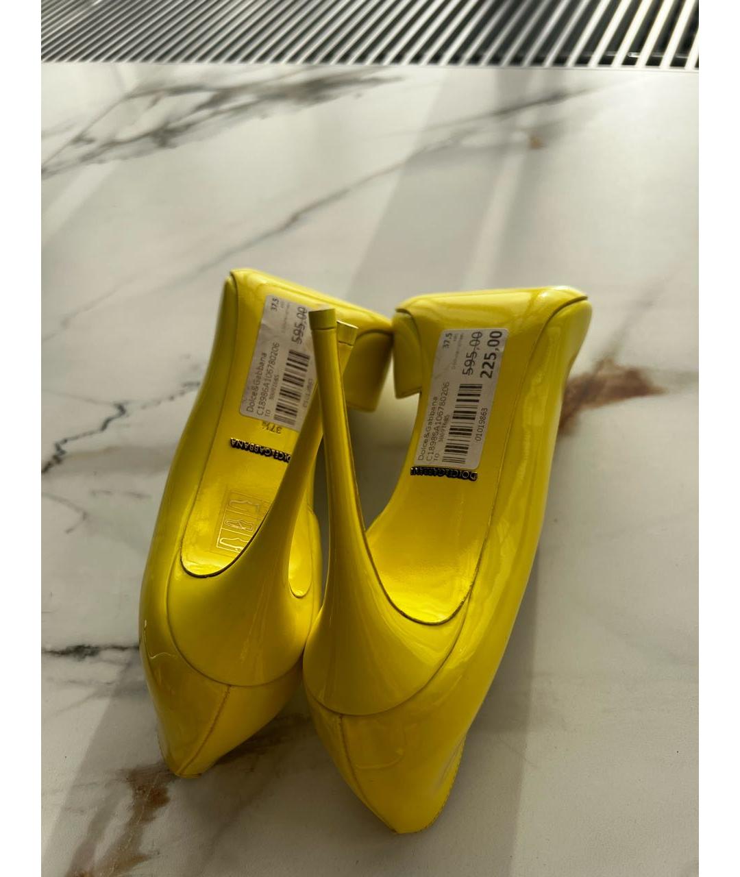 DOLCE&GABBANA Желтые туфли из лакированной кожи, фото 5