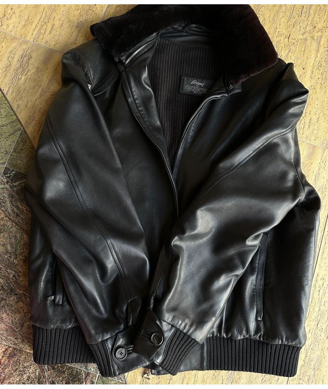 BRIONI Черная кожаная куртка, фото 4