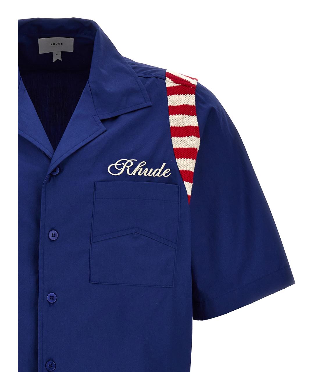 RHUDE Синяя хлопковая кэжуал рубашка, фото 3