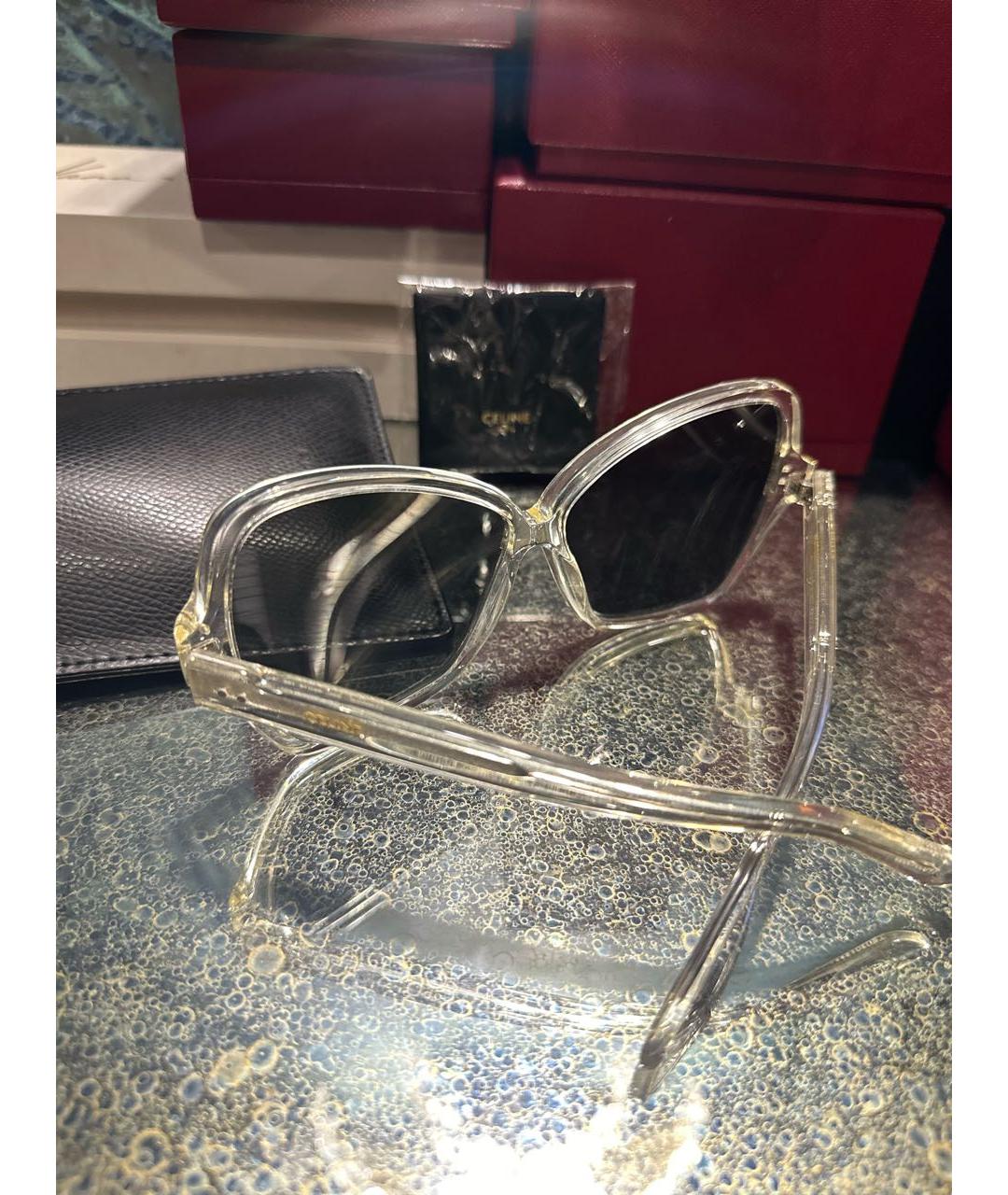 CELINE Серебряные пластиковые солнцезащитные очки, фото 3