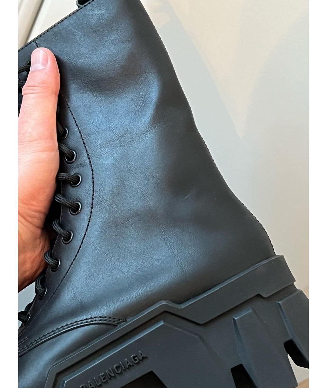 BALENCIAGA Черные кожаные ботинки, фото 7