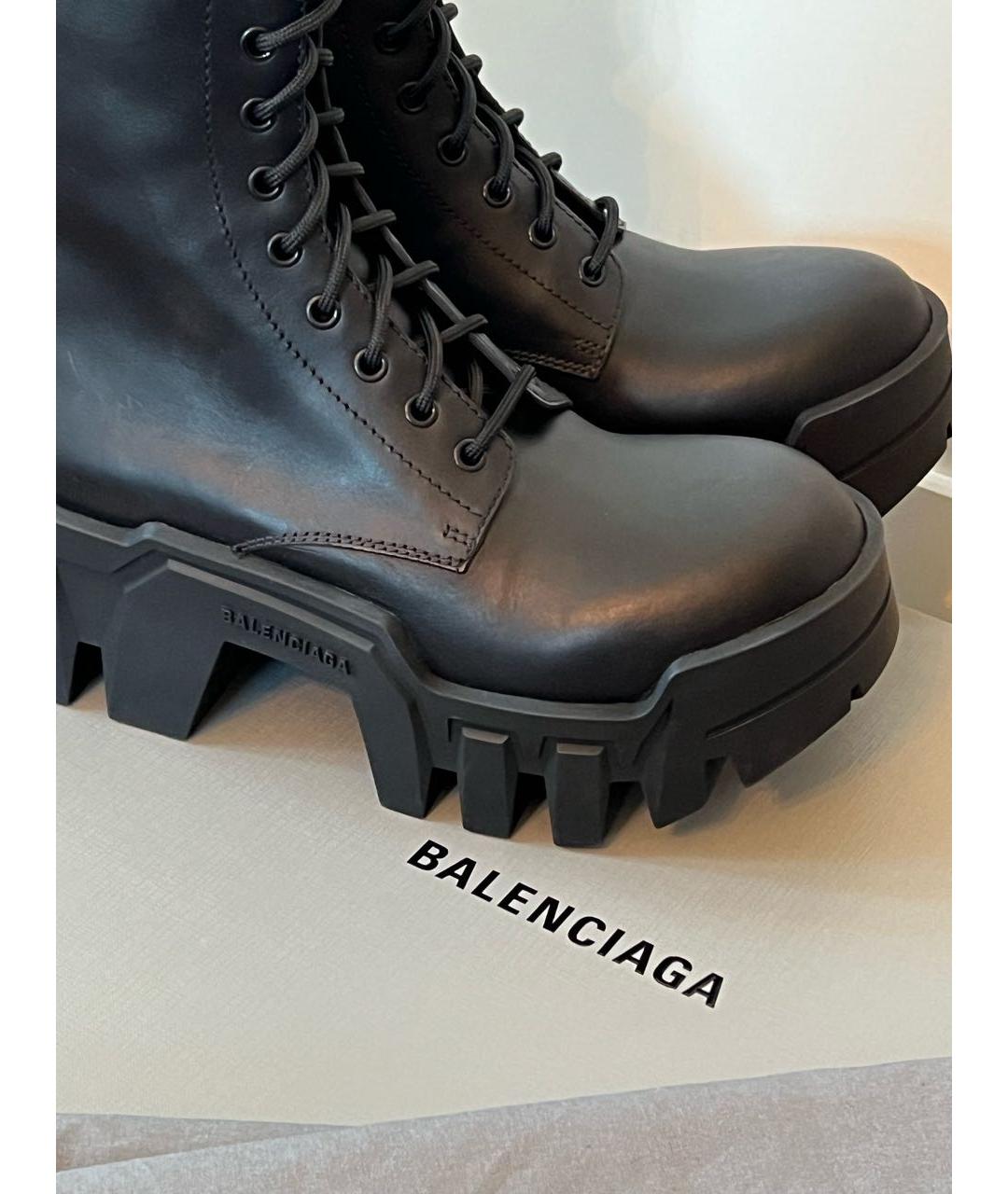 BALENCIAGA Черные кожаные ботинки, фото 3