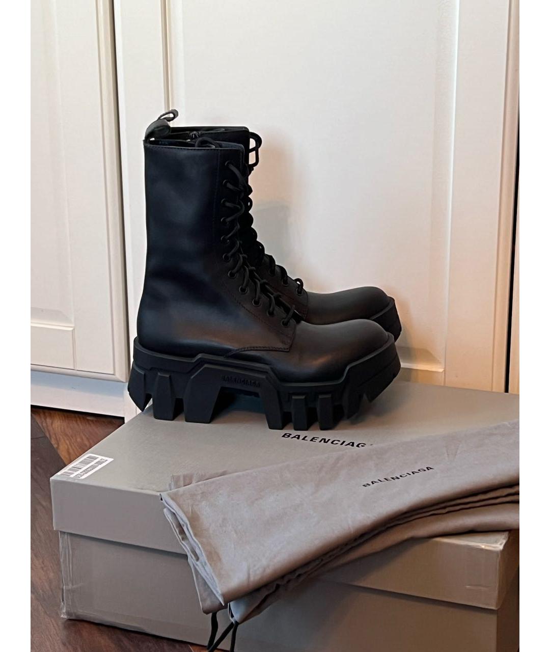 BALENCIAGA Черные кожаные ботинки, фото 2