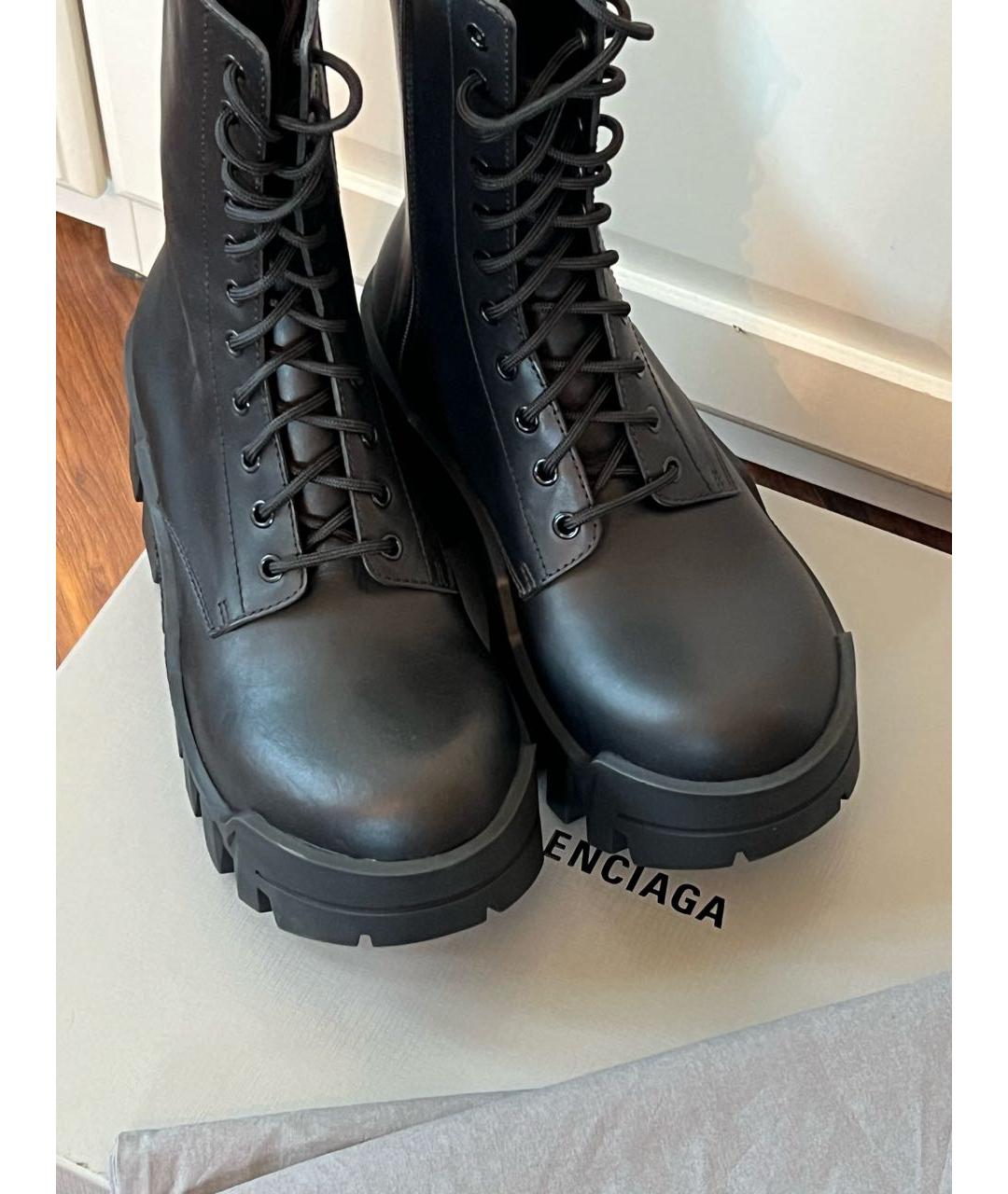BALENCIAGA Черные кожаные ботинки, фото 5