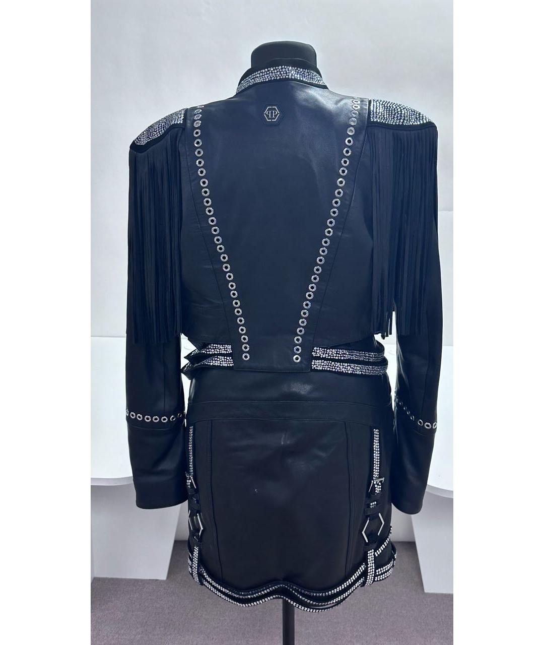 PHILIPP PLEIN Черный кожаный костюм с юбками, фото 5