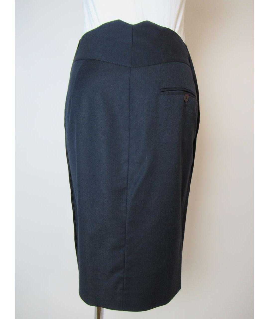 RED VALENTINO Темно-синяя хлопковая юбка миди, фото 3