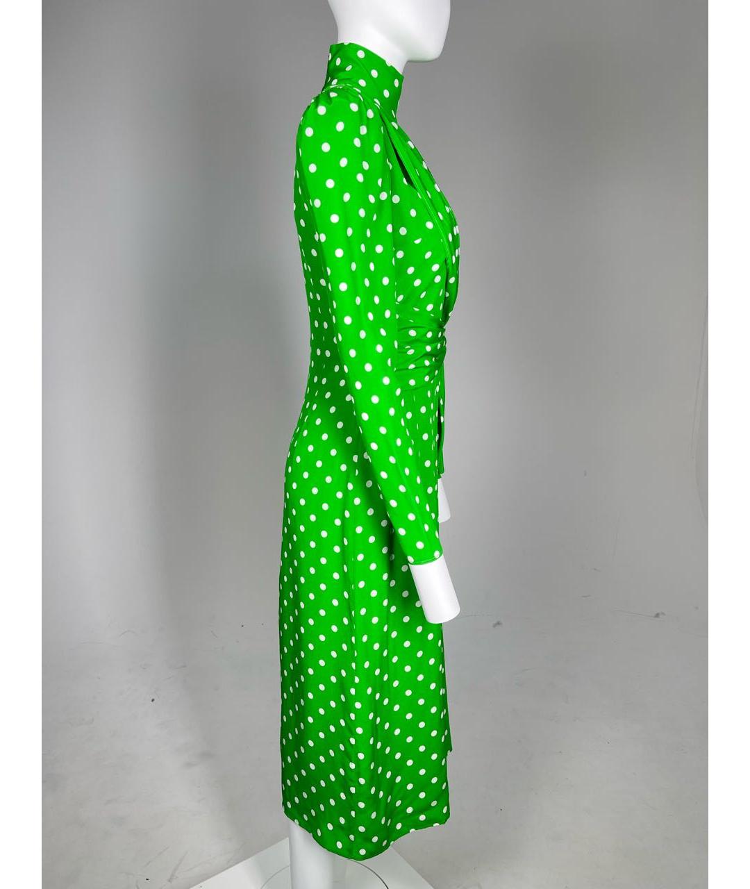 ALESSANDRA RICH Зеленые шелковое коктейльное платье, фото 3