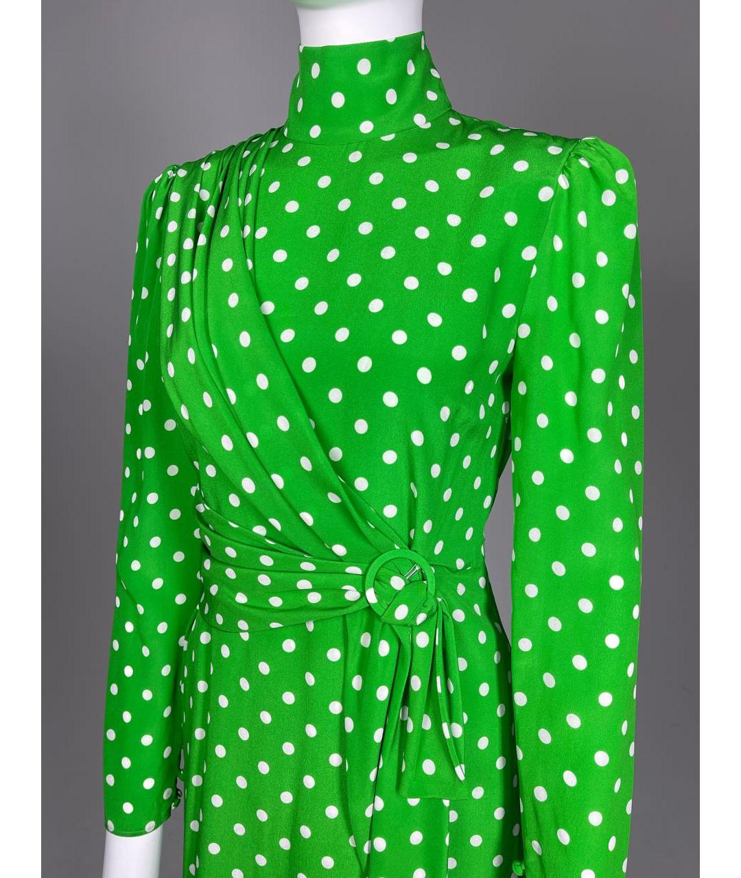 ALESSANDRA RICH Зеленые шелковое коктейльное платье, фото 2