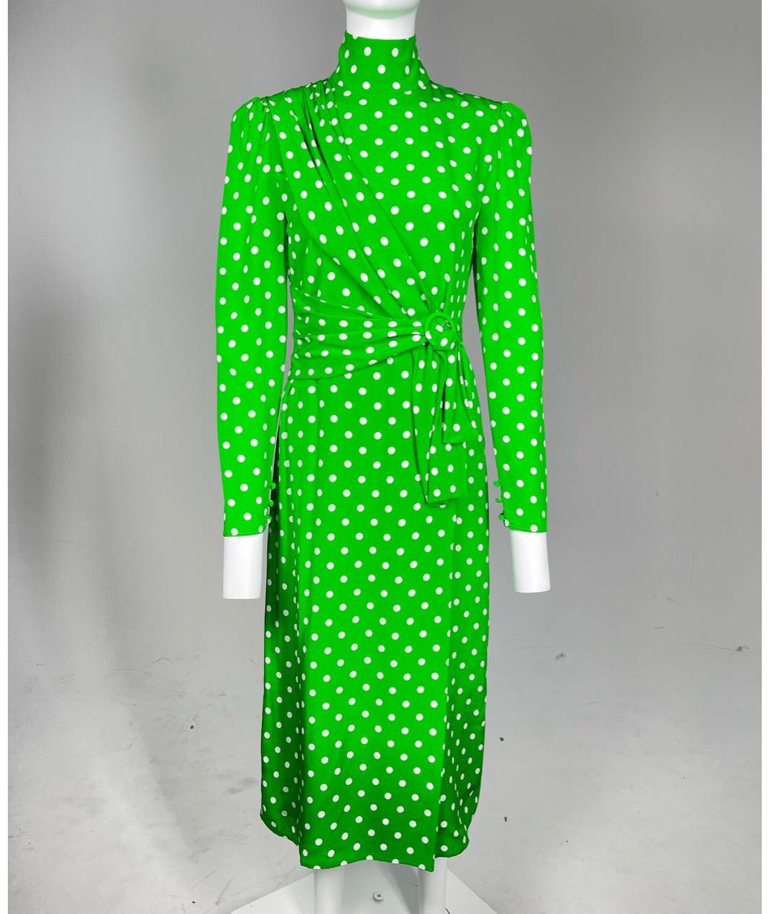 ALESSANDRA RICH Зеленые шелковое коктейльное платье, фото 9