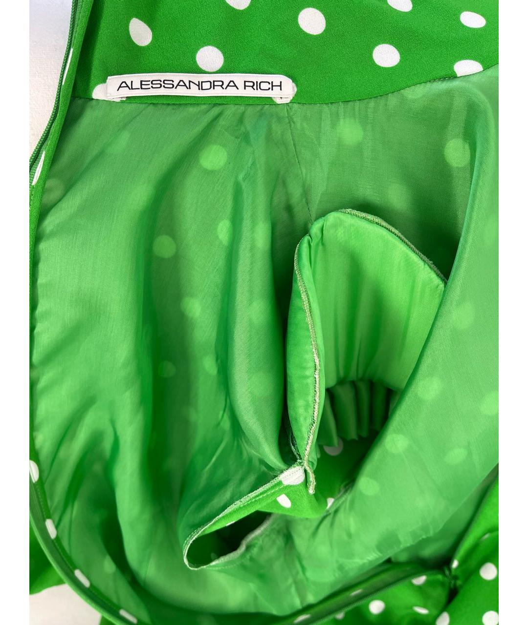 ALESSANDRA RICH Зеленые шелковое коктейльное платье, фото 7