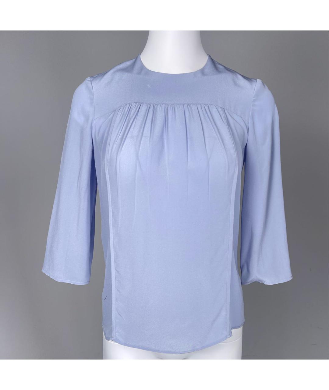 PRADA Голубая шелковая блузы, фото 8