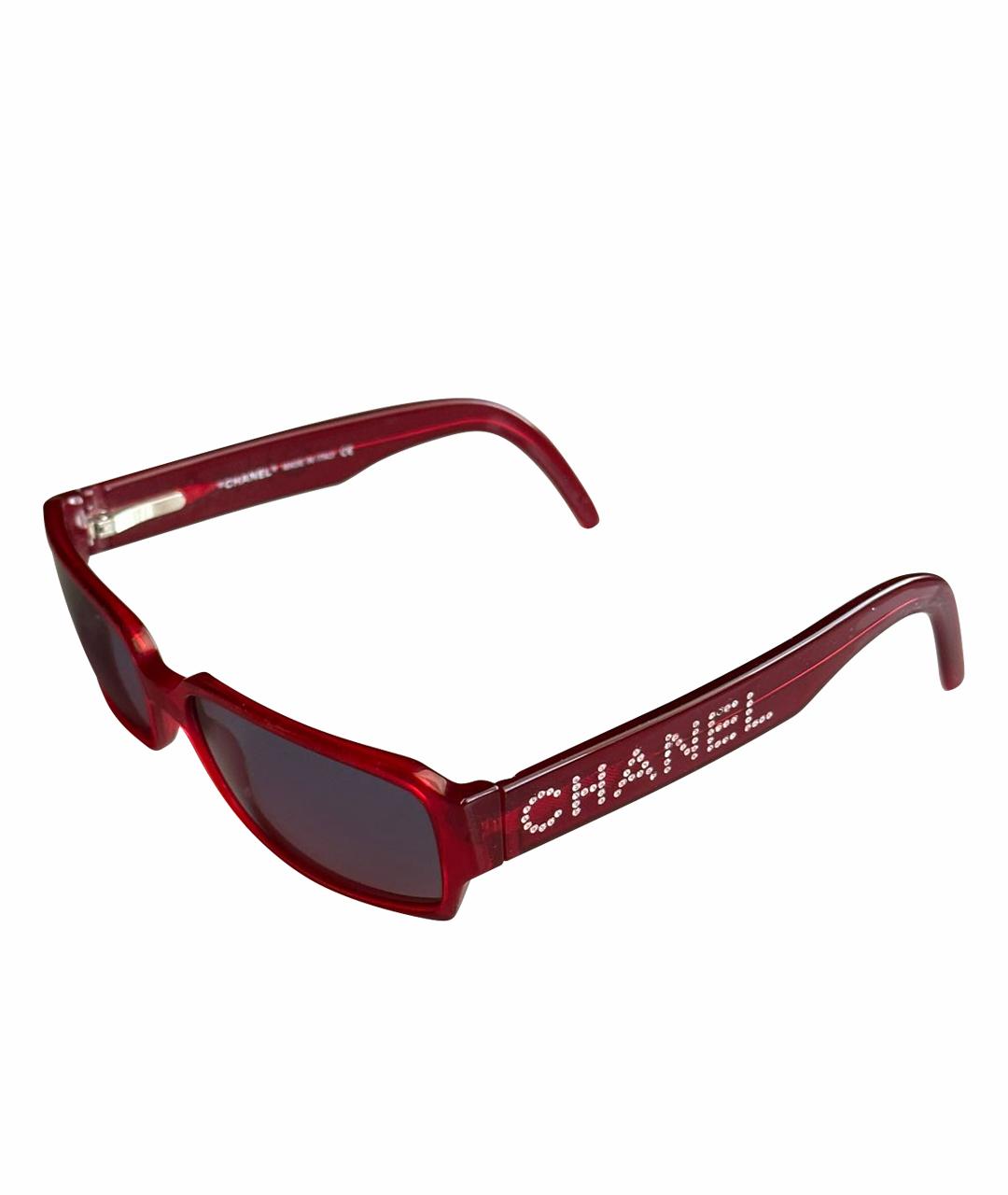CHANEL Красные пластиковые солнцезащитные очки, фото 1