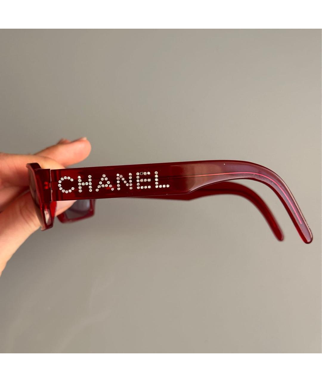 CHANEL PRE-OWNED Красные пластиковые солнцезащитные очки, фото 5